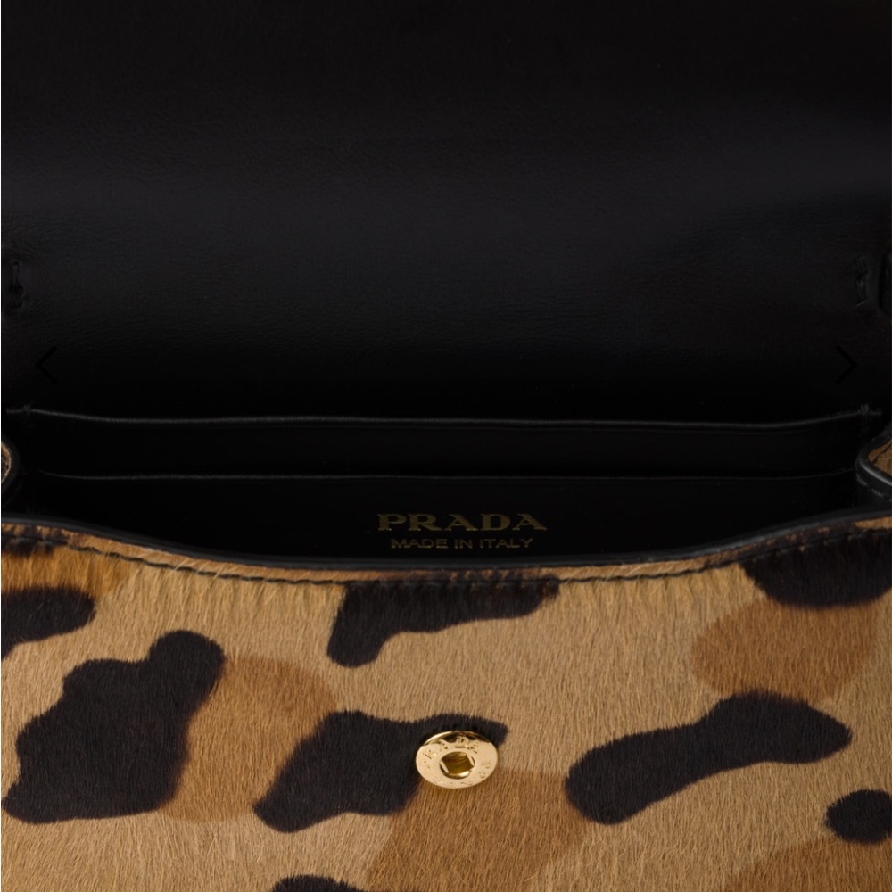 NWT Prada - Leopard Print Mini Bag | Printed leather card holder on gold chain - Picture 9 of 14